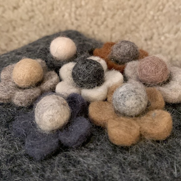 Wild Woolies 100% Wool Flower Power Gray Coin Purse Wallet NWOT - Picture 6 of 11